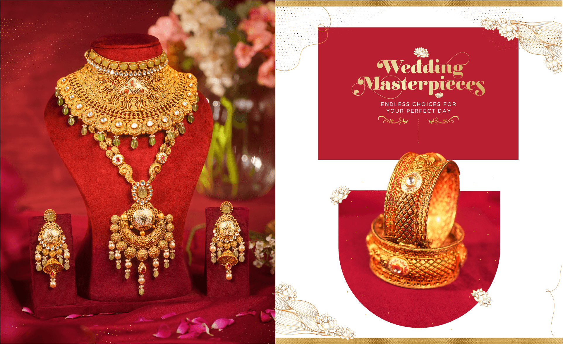 Traditional gold bridal necklace with intricate design for wedding jewellery collection